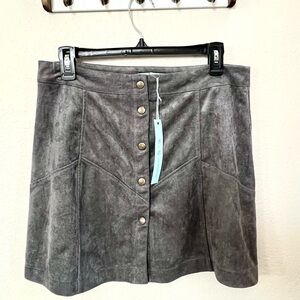 L NWT She + Sky Vegan Suede Gray Skirt